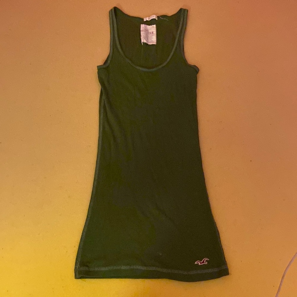 hollister green tank top size medium